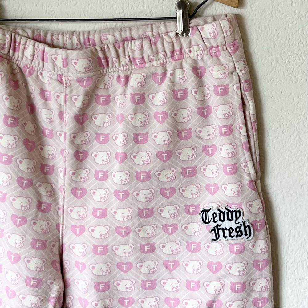 Y2K 2000s mcbling pink Teddy Fresh bear and hearts pastel sweatpants - Picture 1 of 8